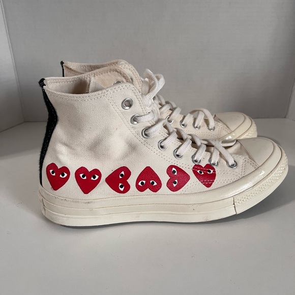 Comme des Garçons Play x Chuck 70 Hi top ‘Multi Heart’ white sneakers - Picture 3 of 11